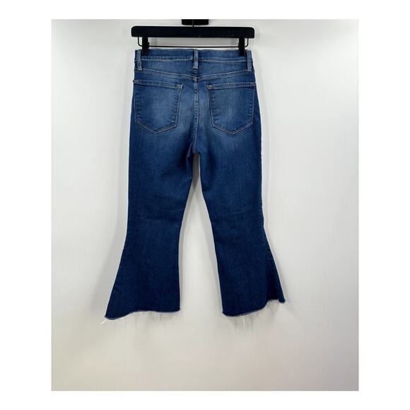 FRAME Womens Dark Wash Le Crop Bell Raw Hem Jean Size 26 - Picture 7 of 8